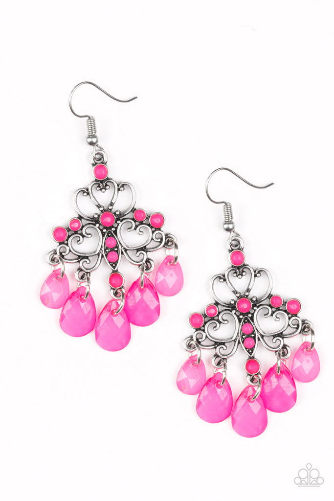 Dip it GLOW-Pink Paparazzi Earrings - The Sassy Sparkle