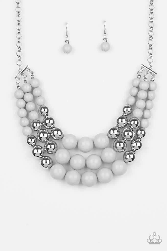 Paparazzi-Dream Pop-Silver and Gray Necklace-Short - The Sassy Sparkle