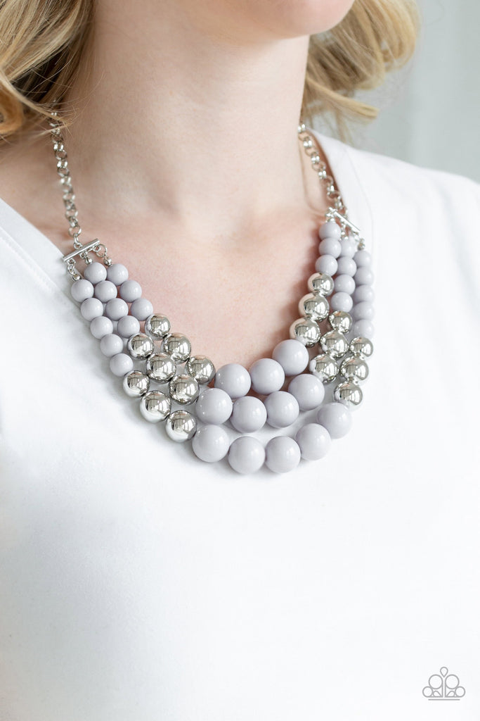 Paparazzi-Dream Pop-Silver and Gray Necklace-Short - The Sassy Sparkle