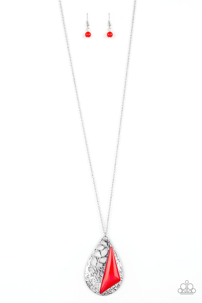 Impressive Edge-Red $5 Paparazzi Long Necklace - The Sassy Sparkle