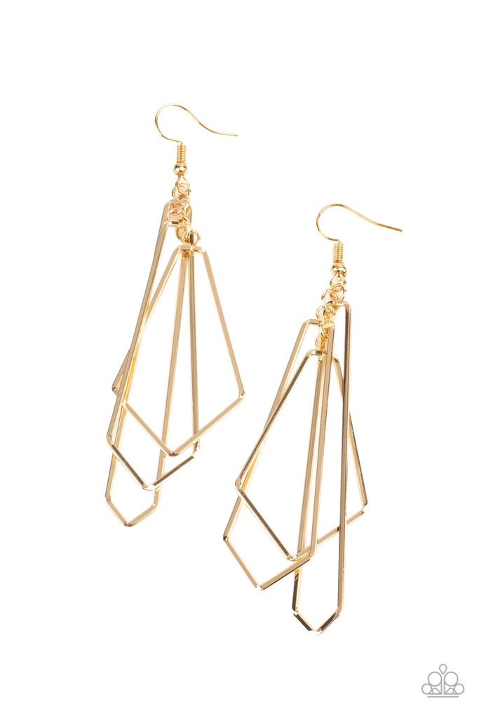 Shape Shifting Shimmer-Gold Paparazzi Earring - The Sassy Sparkle