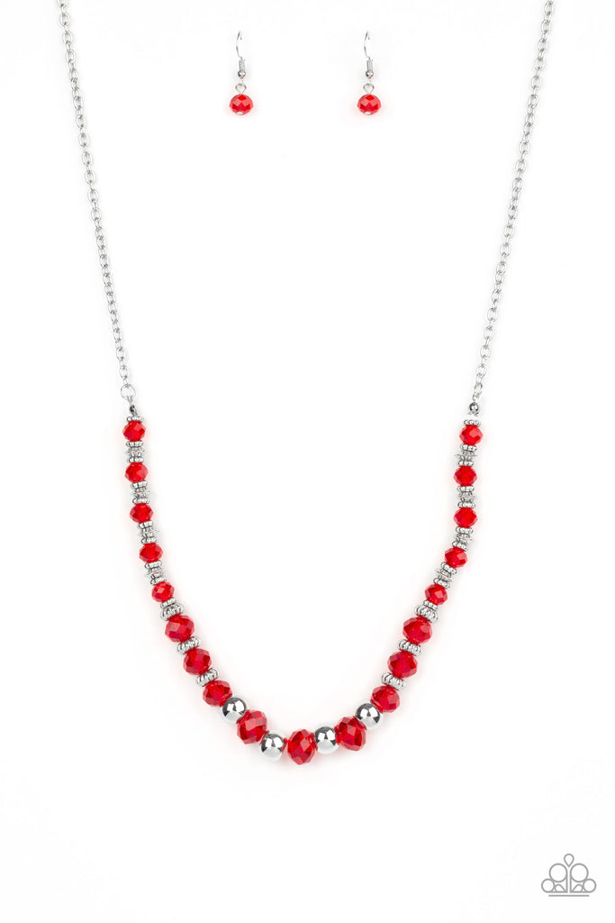 Stratosphere Sparkle - Red Necklace-Paparazzi