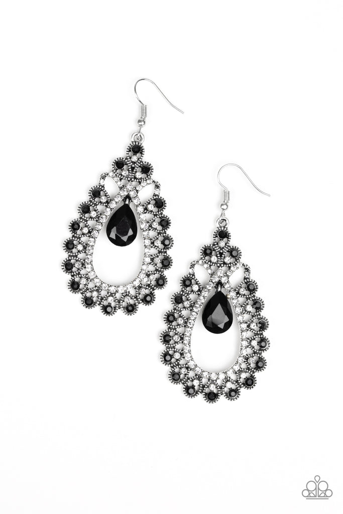 All About Business-Black Paparazzi Earrings - The Sassy Sparkle