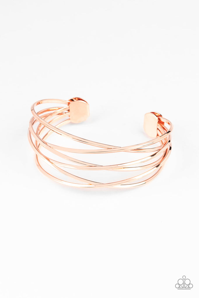 Down to the Wire-copper bracelet-shiny copper-cuff-Paparazzi - The Sassy Sparkle