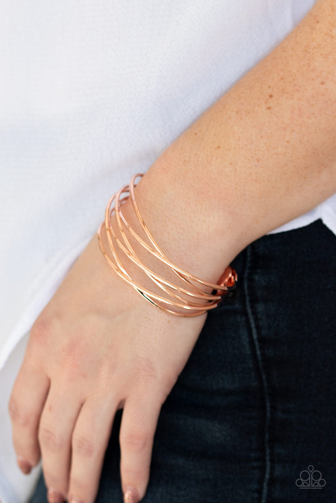 Down to the Wire-copper bracelet-shiny copper-cuff-Paparazzi - The Sassy Sparkle