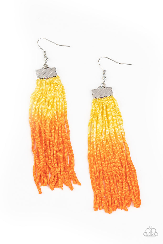 Dual Immersion-Yellow Paparazzi Earring-Ombre-Tassel-Fringe - The Sassy Sparkle