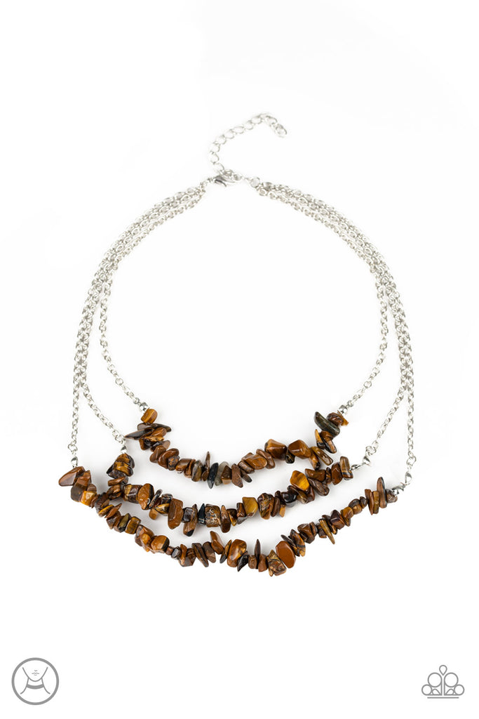 Paparazzi-Eco Goddess-brown Tiger's Eye Stone Layered Choker Necklace - The Sassy Sparkle