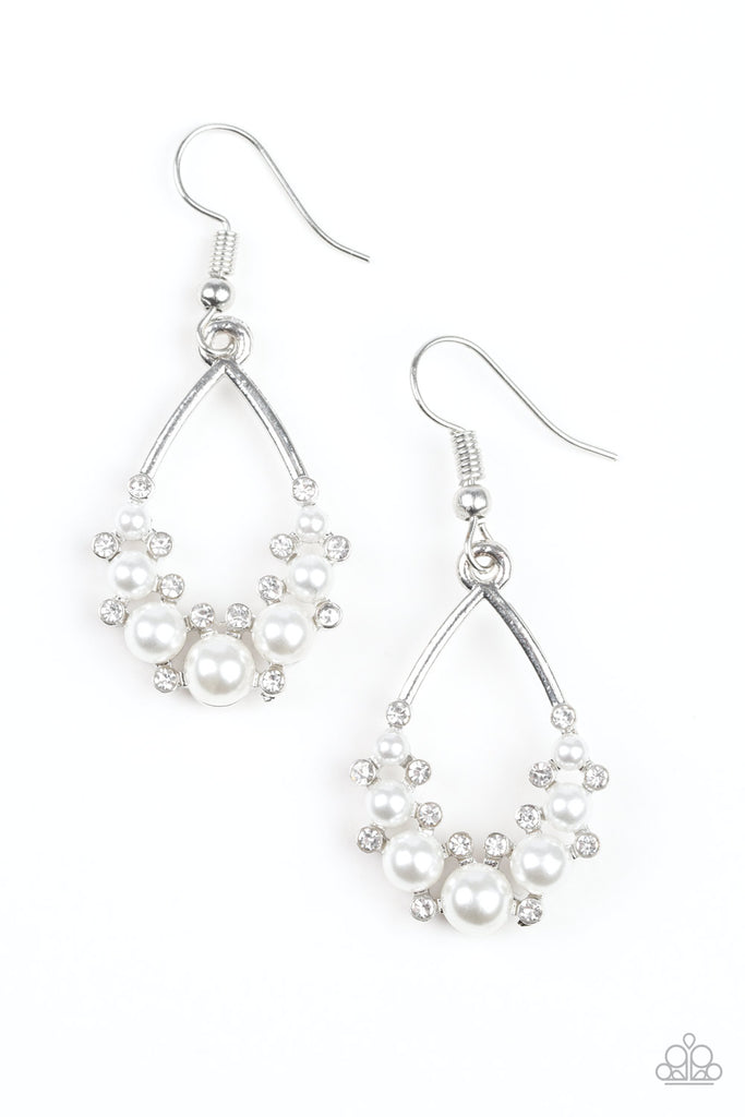 Fancy First - White Pearl Earrings-Paparazzi - The Sassy Sparkle