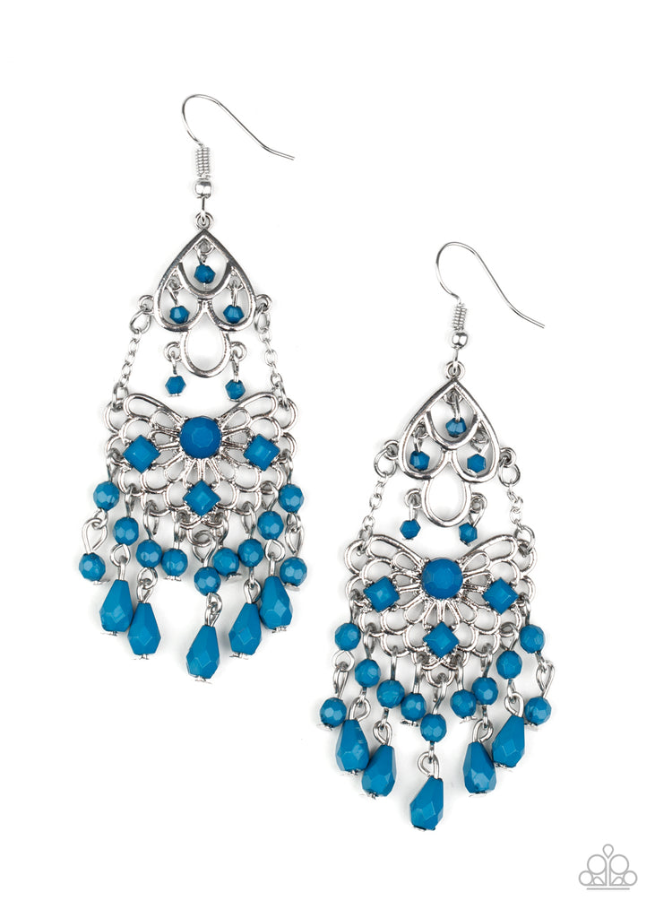 Glass Slipper Glamour - Blue Earring-Paparazzi