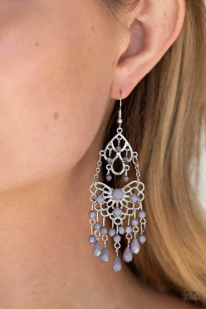 Glass Slipper Glamour-Silver Earrings-Paparazzi - The Sassy Sparkle