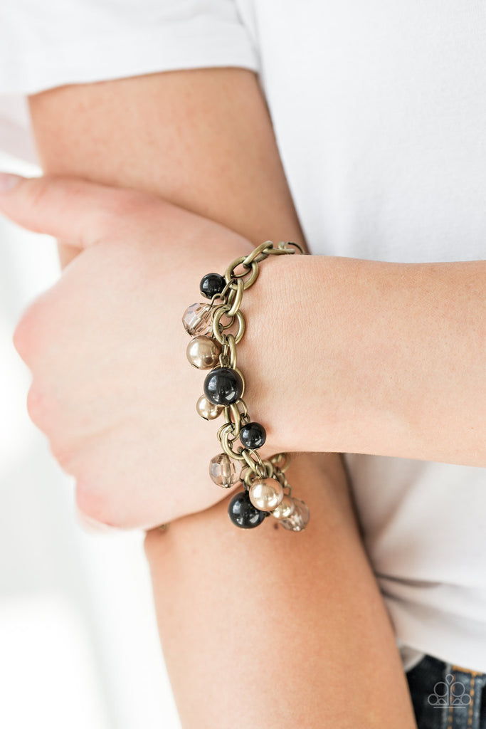 Grit and Glamour-Black and Brass Paparazzi Bracelet - The Sassy Sparkle