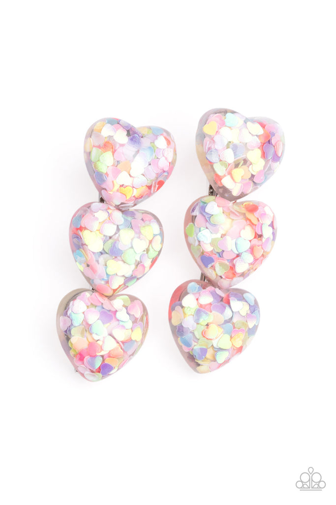 Heart Full of Confetti-multi colored Hair Clip-Paparazzi - The Sassy Sparkle