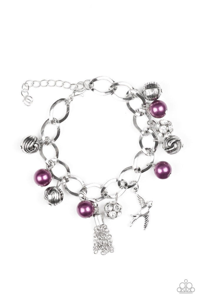 Lady Love Dove-Purple Bracelet-Pearl-Charms-Paparazzi - The Sassy Sparkle