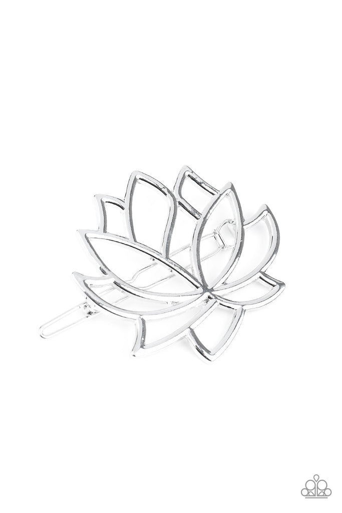 Lotus Pools-Silver Hair Clip-Barrette Style-$5 Paparazzi - The Sassy Sparkle