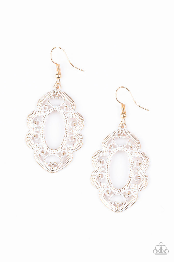 Mantras and Mandalas-gold Earring-Paparazzi - The Sassy Sparkle