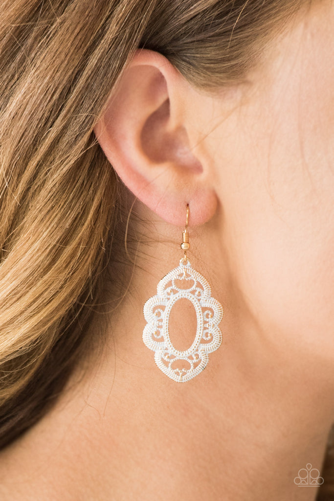 Mantras and Mandalas-gold Earring-Paparazzi - The Sassy Sparkle