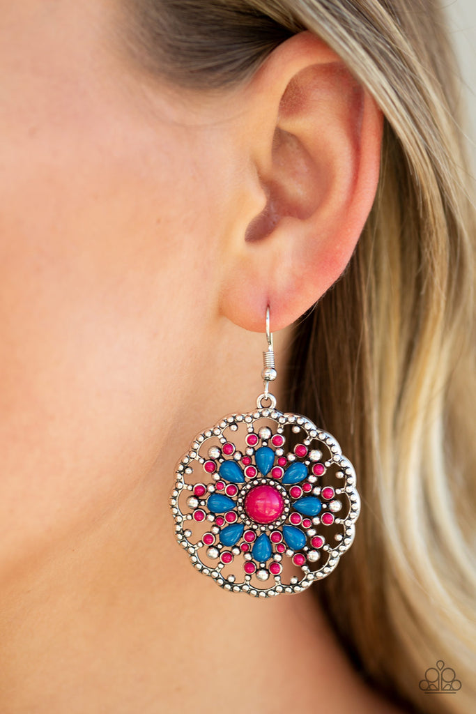 Mardi Gras Garden-pink Paparazzi earrings-multicolored - The Sassy Sparkle