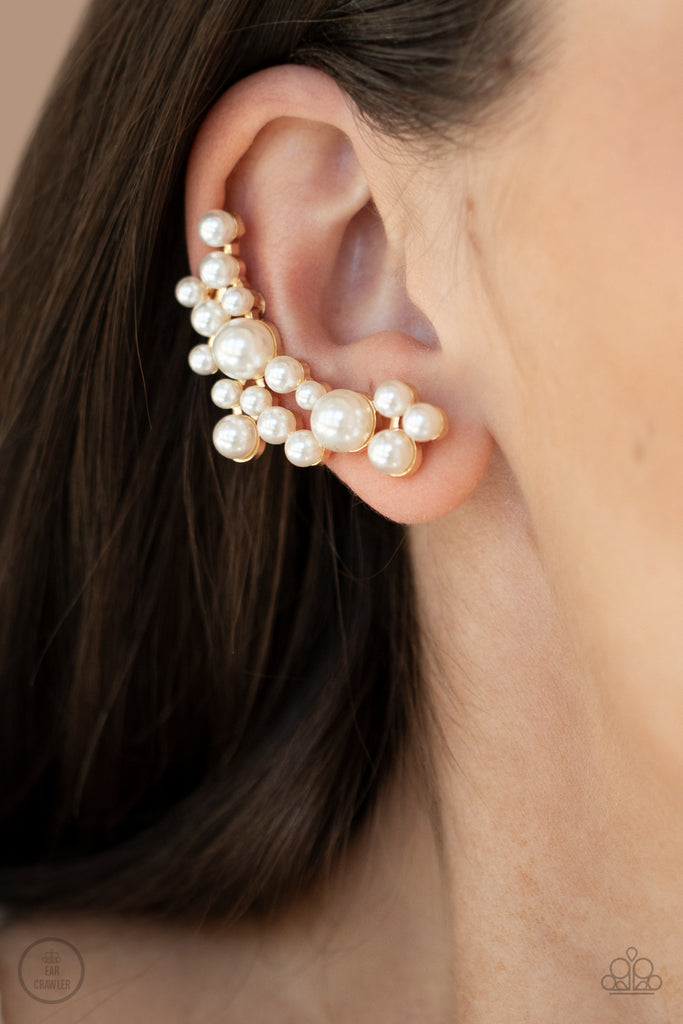 Metro Makeover-Gold Post Crawler-Earring-Pearl-Paparazzi - The Sassy Sparkle