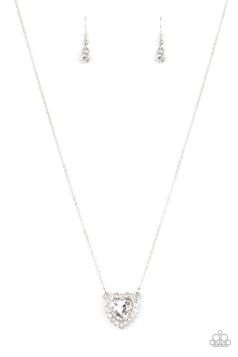 Out of The GLITTERY-ness of Your Heart-White Necklace-Paparazzi | The ...