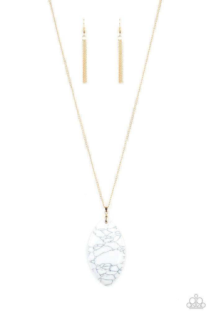 Santa Fe Simplicity-White Stone/Gold Paparazzi Necklace - The Sassy Sparkle
