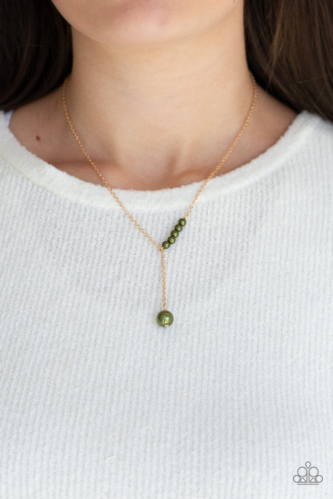 Timeless Taste - Green Pearl Necklace-Paparazzi