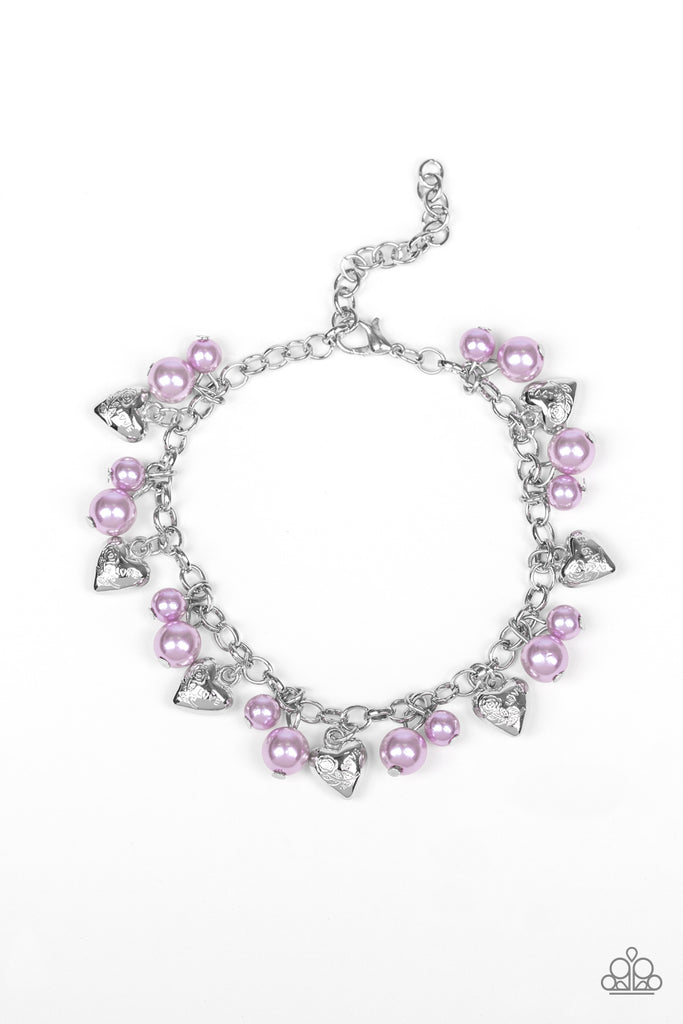 One Of A Kind-HEARTED - Purple Pearl Bracelet-Paparazzi