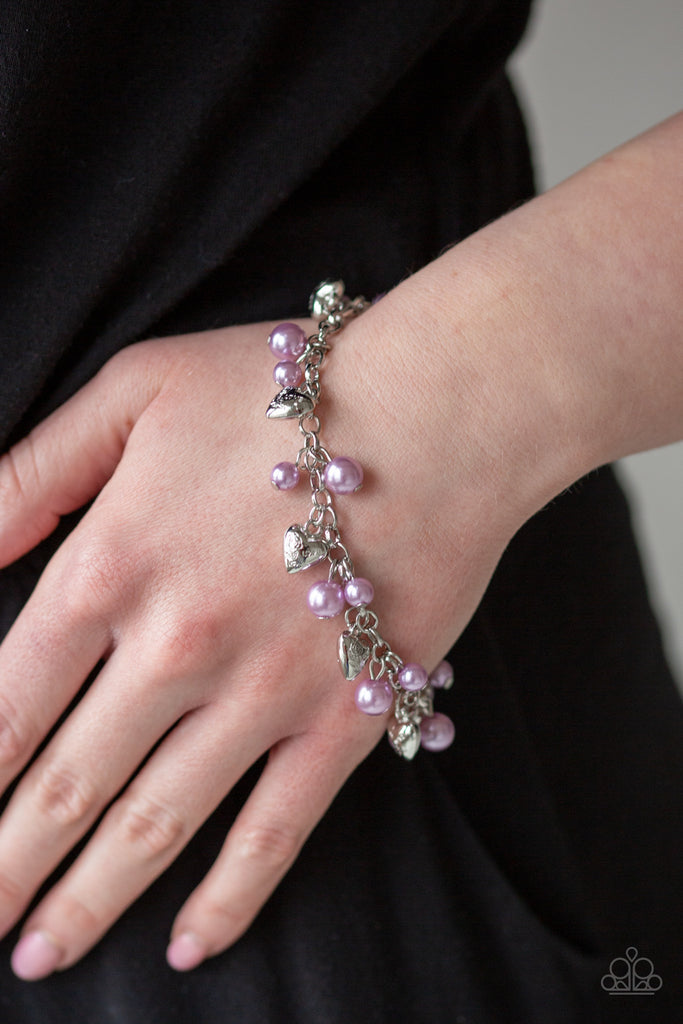 One Of A Kind-HEARTED-Purple Bracelet-Pearl-Paparazzi - The Sassy Sparkle