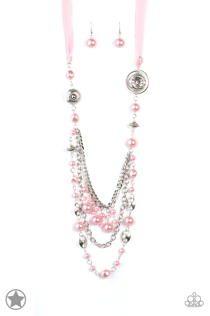 All The Trimmings - Pink Ribbon Necklace-Blockbuster-Paparazzi