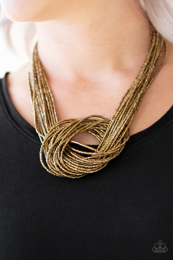 Knotted Knockout-Brass Seed Bead Necklace - The Sassy Sparkle