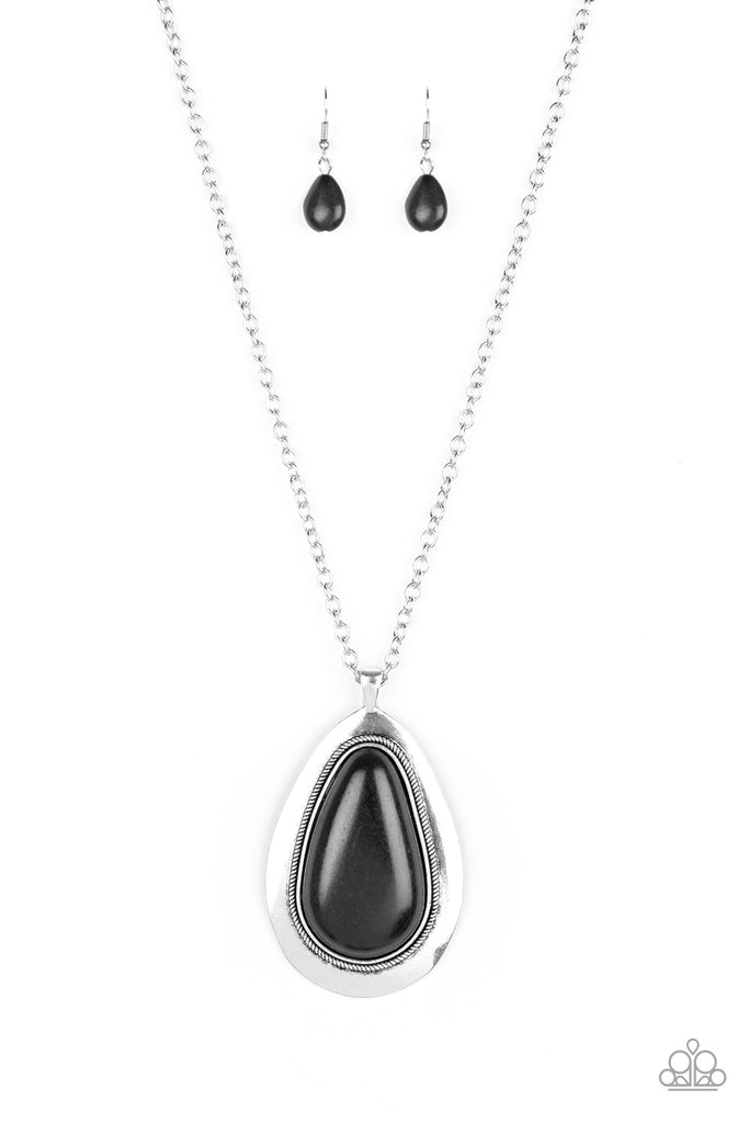 Paparazzi-BADLAND To The Bone-Black Stone Pendant Necklace - The Sassy Sparkle