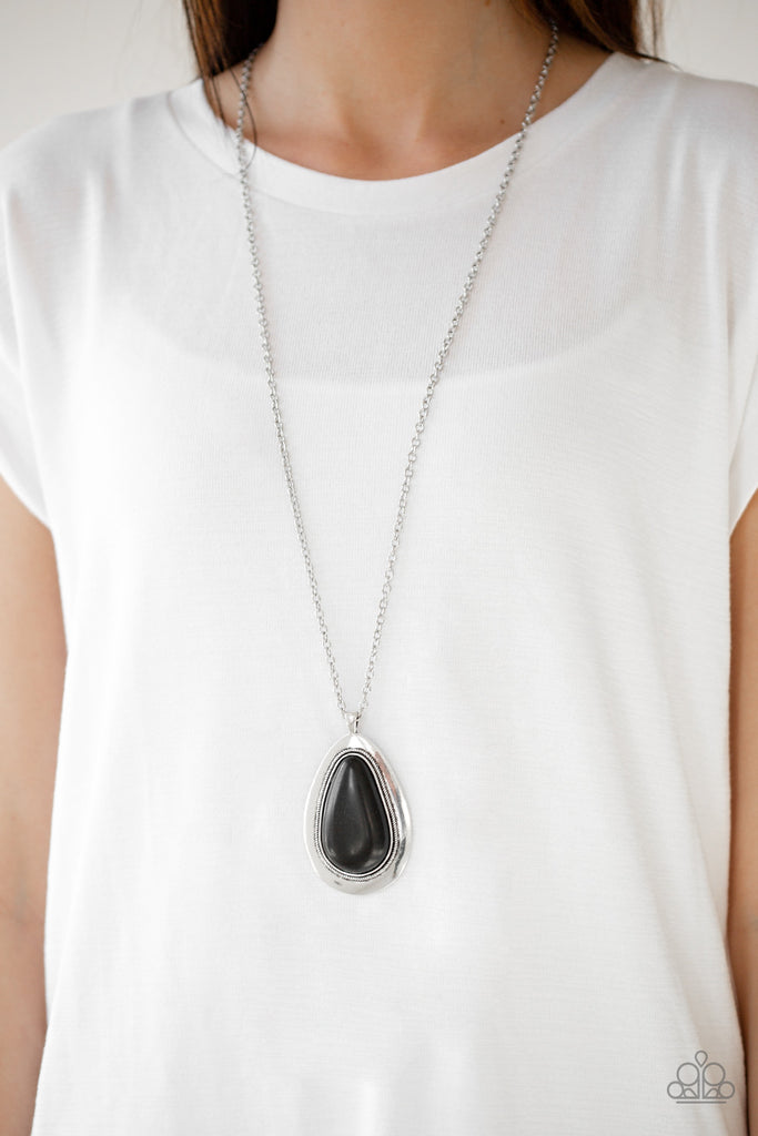 Paparazzi-BADLAND To The Bone-Black Stone Pendant Necklace - The Sassy Sparkle