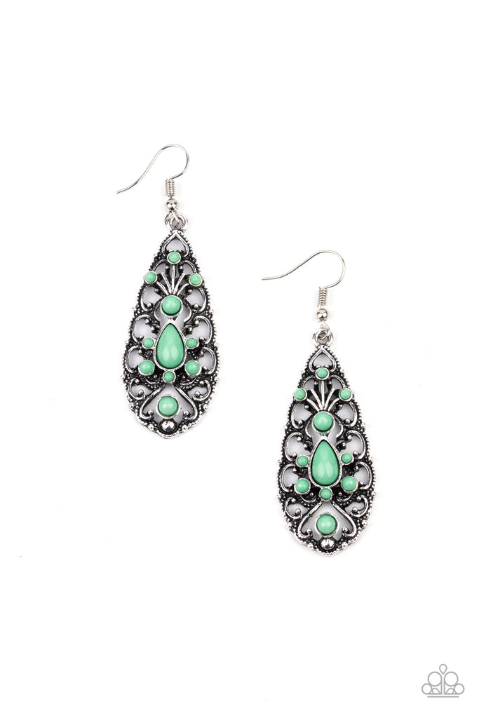 Fantastically Fanciful-Green Earring-Paparazzi - The Sassy Sparkle