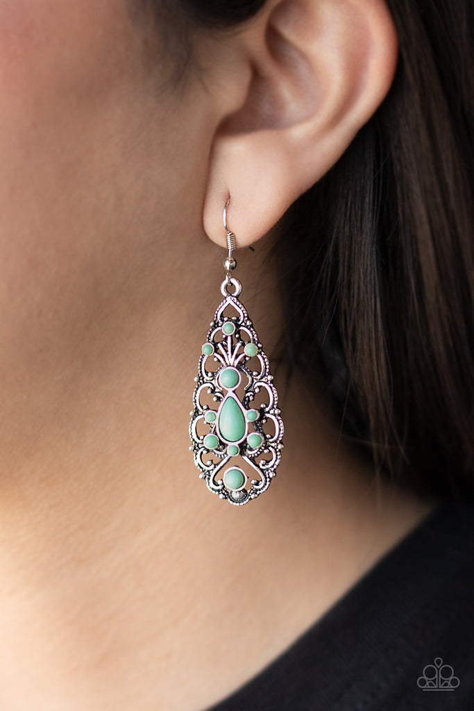 Fantastically Fanciful - Green Earring-Paparazzi