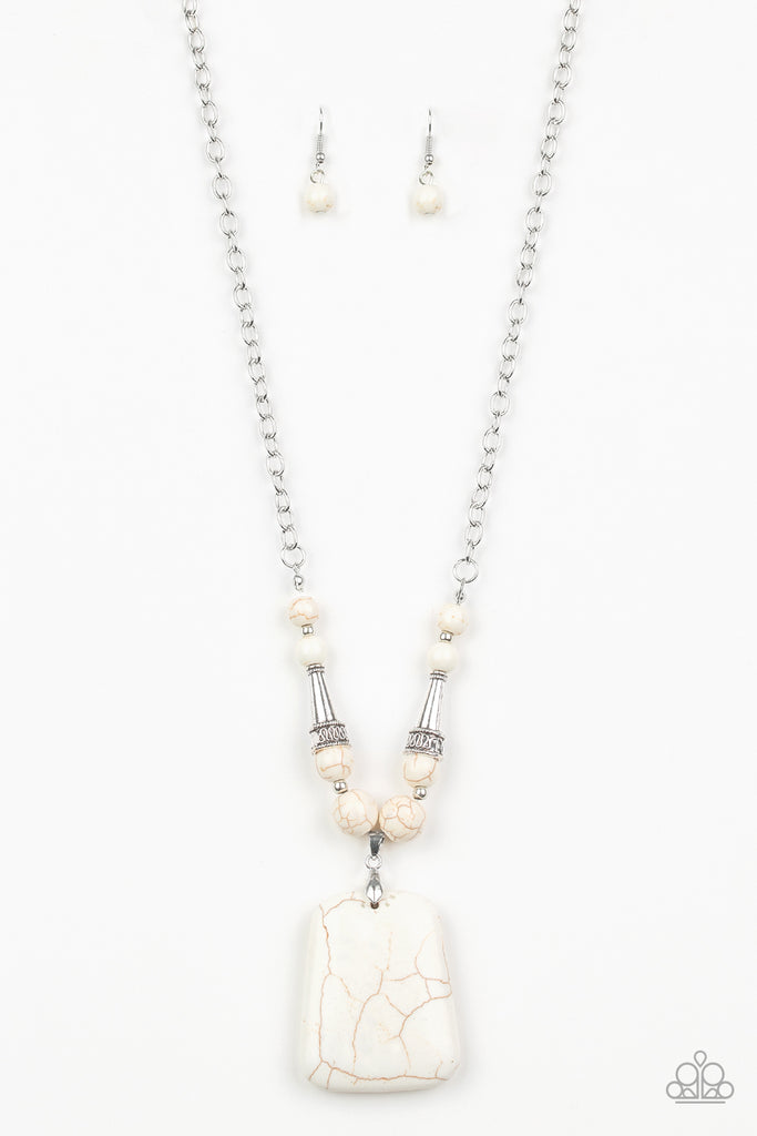 Paparazzi-Sandstone Oasis-White Stone and Silver Necklace - The Sassy Sparkle