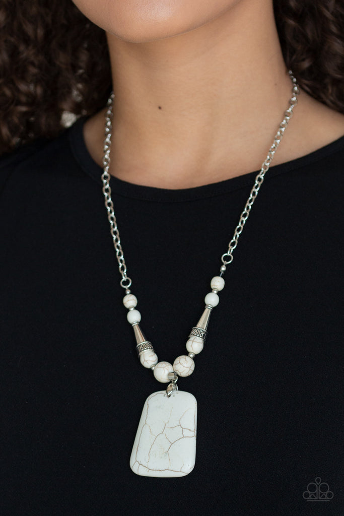 Paparazzi-Sandstone Oasis-White Stone and Silver Necklace - The Sassy Sparkle