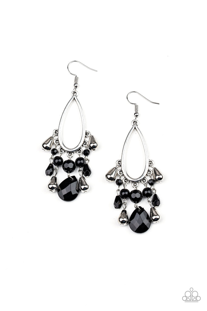 Paparazzi-Summer Catch-Black and Silver dangly earrings - The Sassy Sparkle