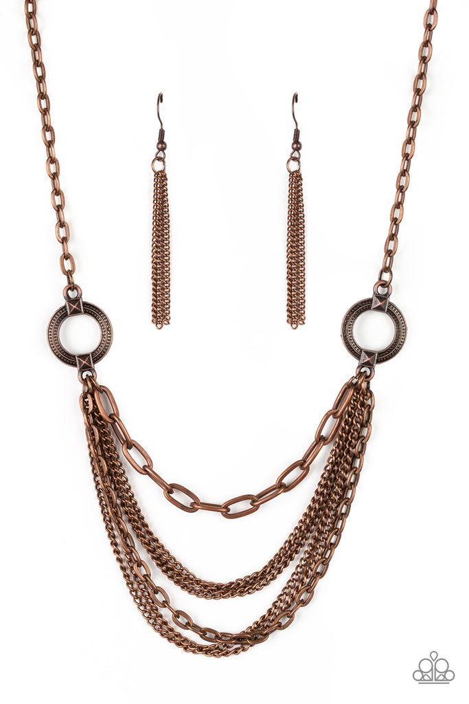 CHAINS of Command-copper necklace-short-Layered-Paparazzi - The Sassy Sparkle