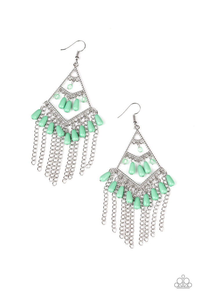 Trending Transcendence-Green Earrings-Paparazzi Jewelry - The Sassy Sparkle