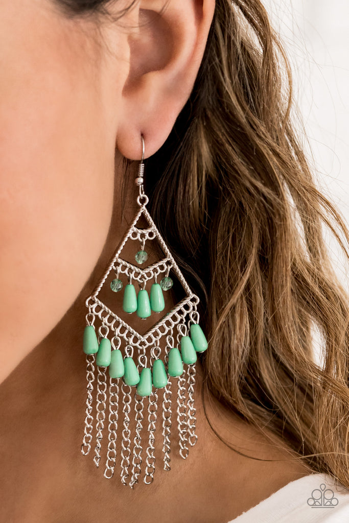 Trending Transcendence - Green Earring-Paparazzi