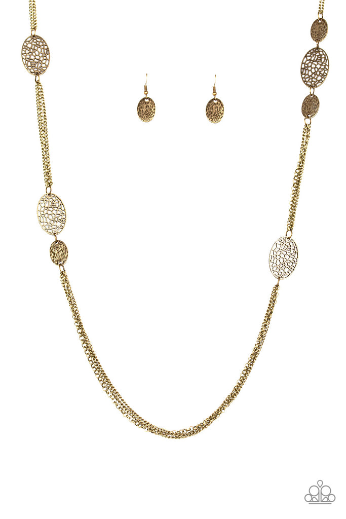 Force of Nature-Brass Necklace-Long-Paparazzi - The Sassy Sparkle