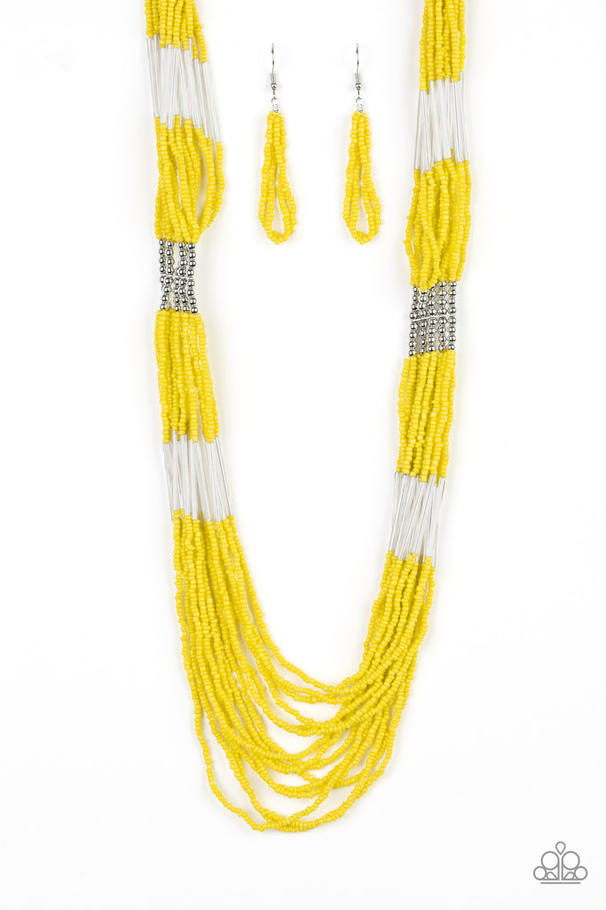 Let It Bead-Yellow Necklace-Seed Bead-Paparazzi - The Sassy Sparkle