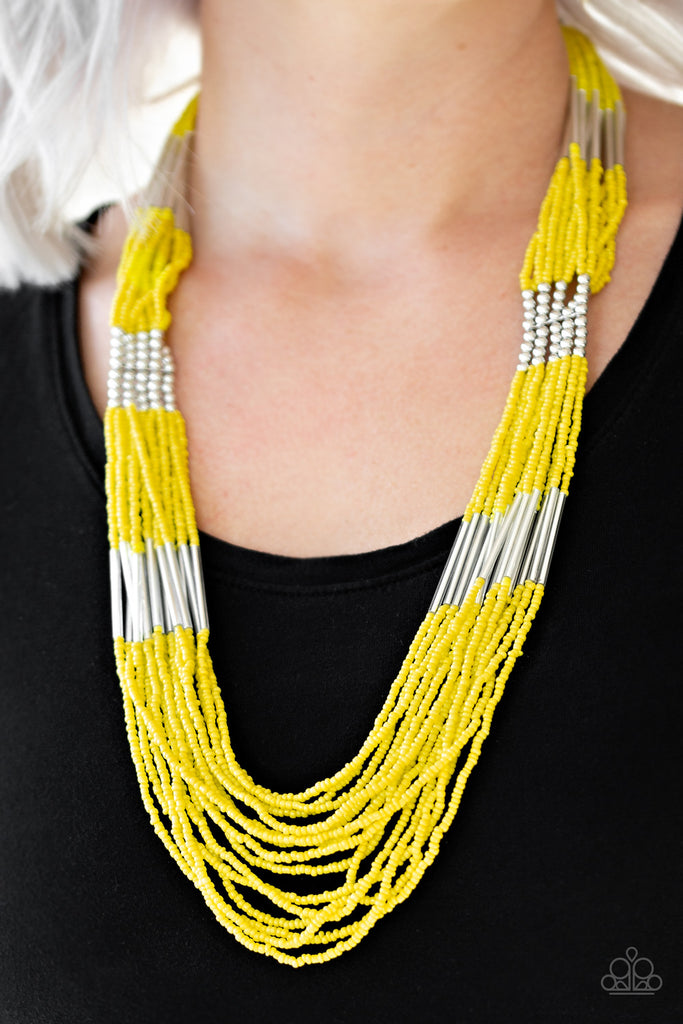 Let It Bead-Yellow Necklace-Seed Bead-Paparazzi - The Sassy Sparkle