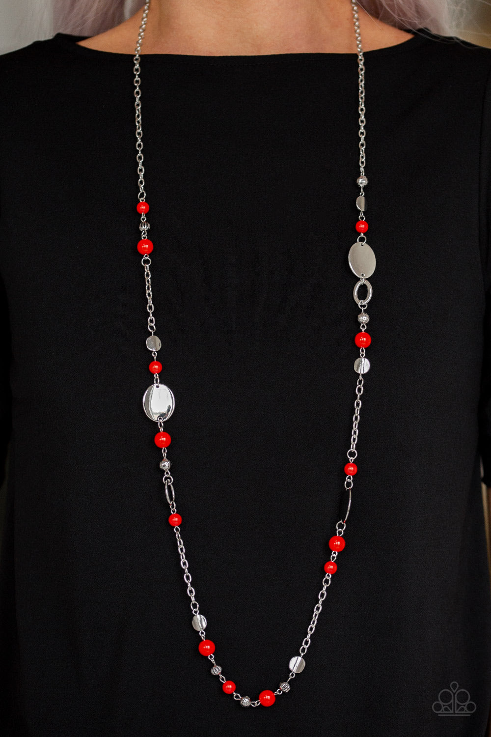 Paparazzi Full Frontier Red Stone Long Necklace - P2SE-RDXX-215XX – Bling  Me Baby