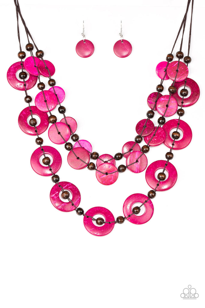 Paparazzi-Catalina Coastin'-Pink Wood Necklace - The Sassy Sparkle
