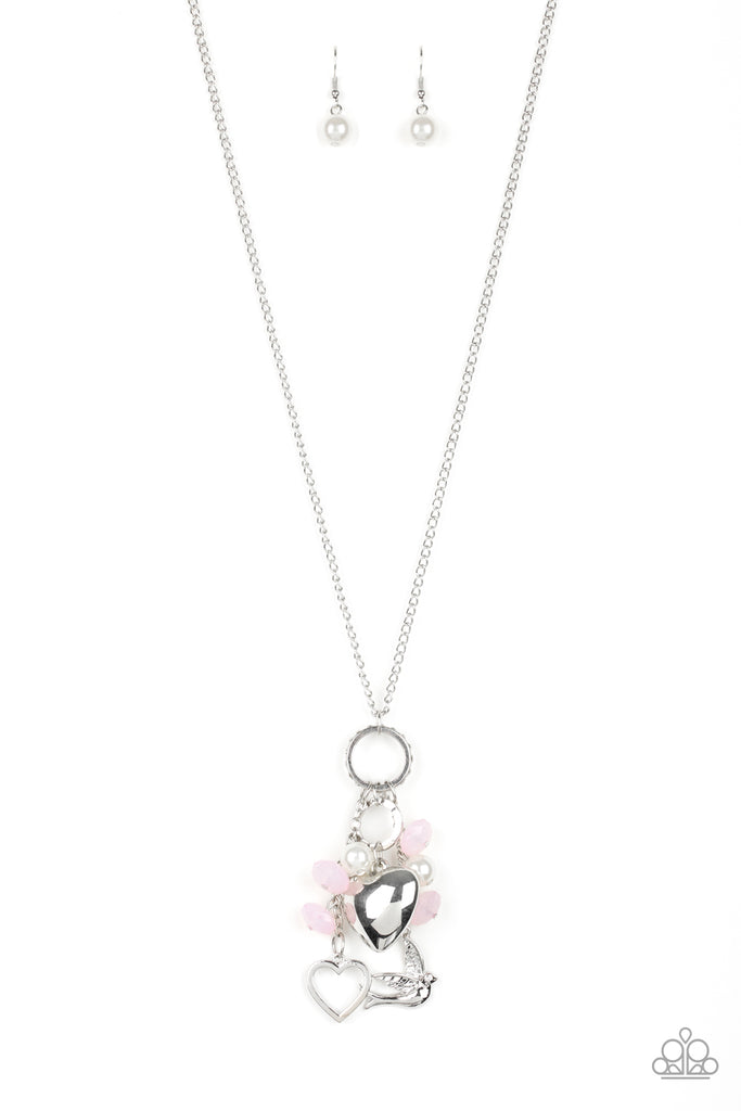 I Will Fly-Pink Necklace-Charms-Heart-Dove-Paparazzi - The Sassy Sparkle