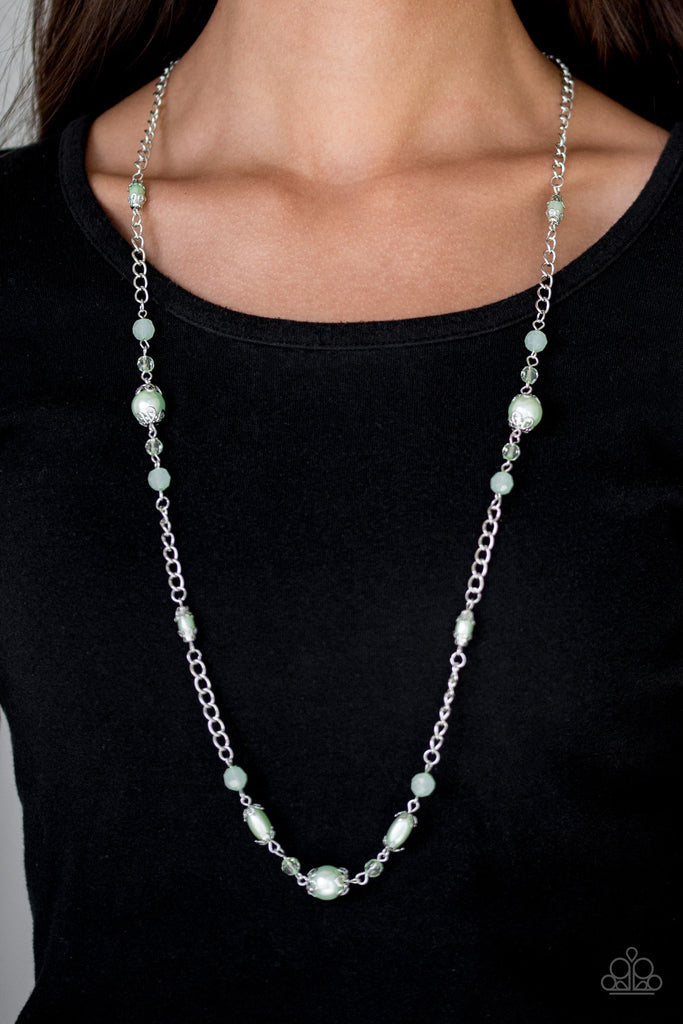 Magnificently Milan-Green Necklace-Pearl-Paparazzi - The Sassy Sparkle