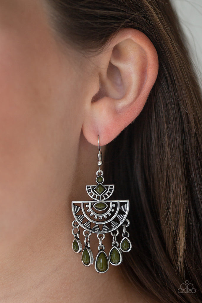 SOL Searching-Green Paparazzi Earring-$5 - The Sassy Sparkle