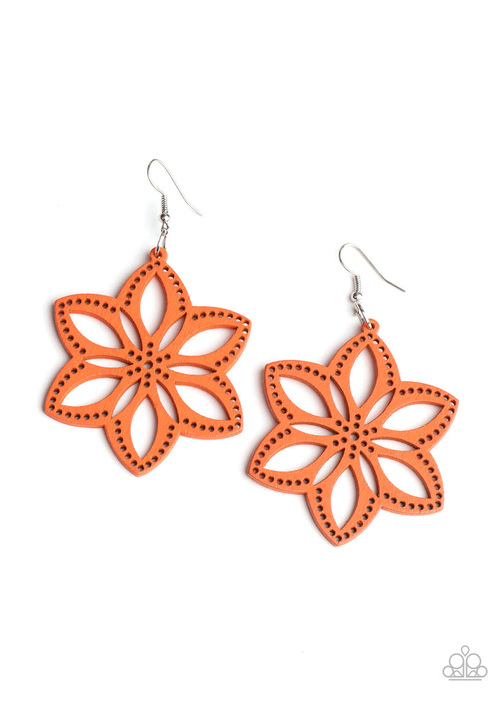 $5 Jewelry with Ashley Swint Paparazzi Written in The Star Lilies - Orange Rhinestones - Sand Dollar - Necklace & Earrings