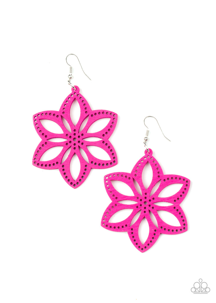 Paparazzi-Bahama Blossoms-Pink Wood Earrings - The Sassy Sparkle