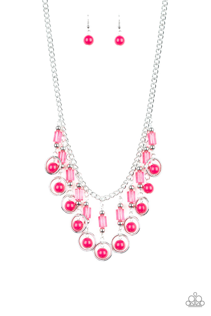 Cool Cascade-Pink Necklace-Short-Paparazzi - The Sassy Sparkle
